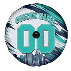 Personalised Brisbane Heat Cricket Fan Pride Spare Tire Cover Dynamic Flaming Cricket Graphic Art With Brisbane Skyline