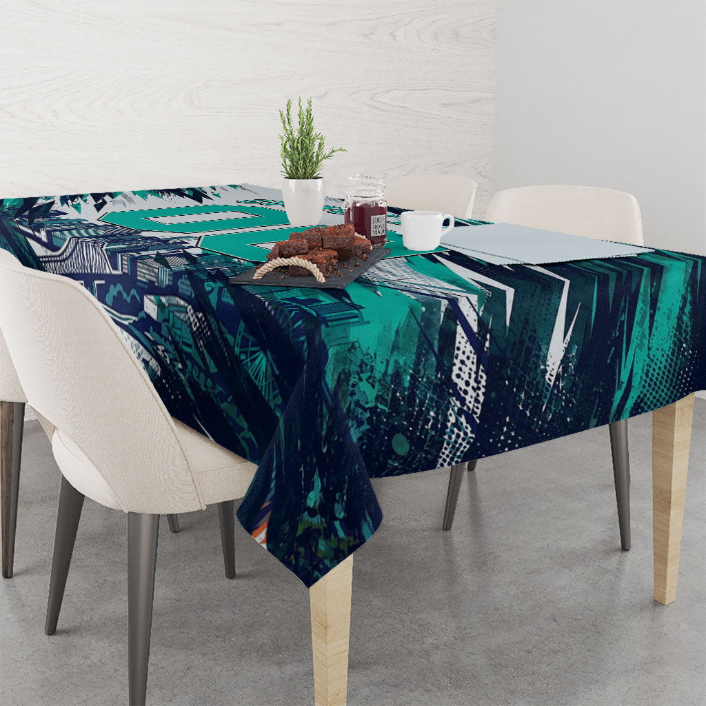 Personalised Brisbane Heat Cricket Fan Pride Tablecloth Dynamic Flaming Cricket Graphic Art With Brisbane Skyline