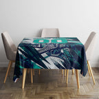 Personalised Brisbane Heat Cricket Fan Pride Tablecloth Dynamic Flaming Cricket Graphic Art With Brisbane Skyline