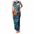 Personalised Brisbane Heat Cricket Fan Pride Tank Maxi Dress Dynamic Flaming Cricket Graphic Art With Brisbane Skyline