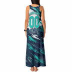 Personalised Brisbane Heat Cricket Fan Pride Tank Maxi Dress Dynamic Flaming Cricket Graphic Art With Brisbane Skyline