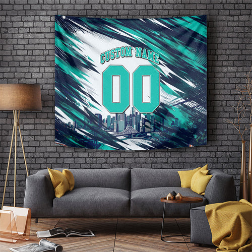 Personalised Brisbane Heat Cricket Fan Pride Tapestry Dynamic Flaming Cricket Graphic Art With Brisbane Skyline
