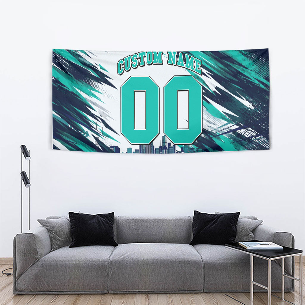 Personalised Brisbane Heat Cricket Fan Pride Tapestry Dynamic Flaming Cricket Graphic Art With Brisbane Skyline