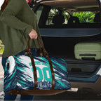 Personalised Brisbane Heat Cricket Fan Pride Travel Bag Dynamic Flaming Cricket Graphic Art With Brisbane Skyline