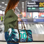 Personalised Brisbane Heat Cricket Fan Pride Travel Bag Dynamic Flaming Cricket Graphic Art With Brisbane Skyline