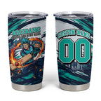 Personalised Brisbane Heat Cricket Fan Pride Tumbler Cup Dynamic Flaming Cricket Graphic Art With Brisbane Skyline