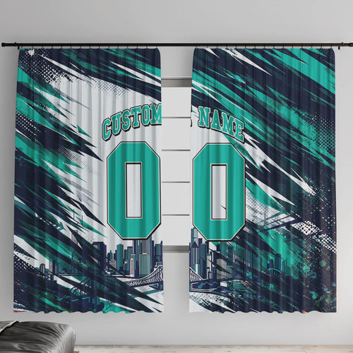 Personalised Brisbane Heat Cricket Fan Pride Window Curtain Dynamic Flaming Cricket Graphic Art With Brisbane Skyline