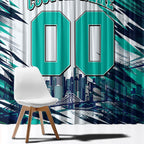 Personalised Brisbane Heat Cricket Fan Pride Window Curtain Dynamic Flaming Cricket Graphic Art With Brisbane Skyline