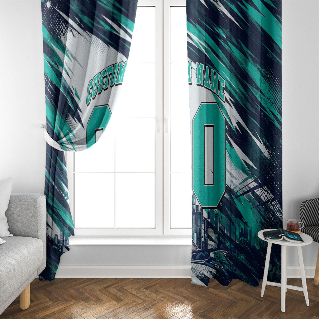 Personalised Brisbane Heat Cricket Fan Pride Window Curtain Dynamic Flaming Cricket Graphic Art With Brisbane Skyline