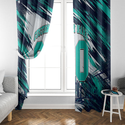 Personalised Brisbane Heat Cricket Fan Pride Window Curtain Dynamic Flaming Cricket Graphic Art With Brisbane Skyline