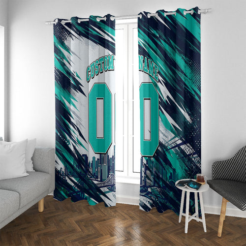 Personalised Brisbane Heat Cricket Fan Pride Window Curtain Dynamic Flaming Cricket Graphic Art With Brisbane Skyline