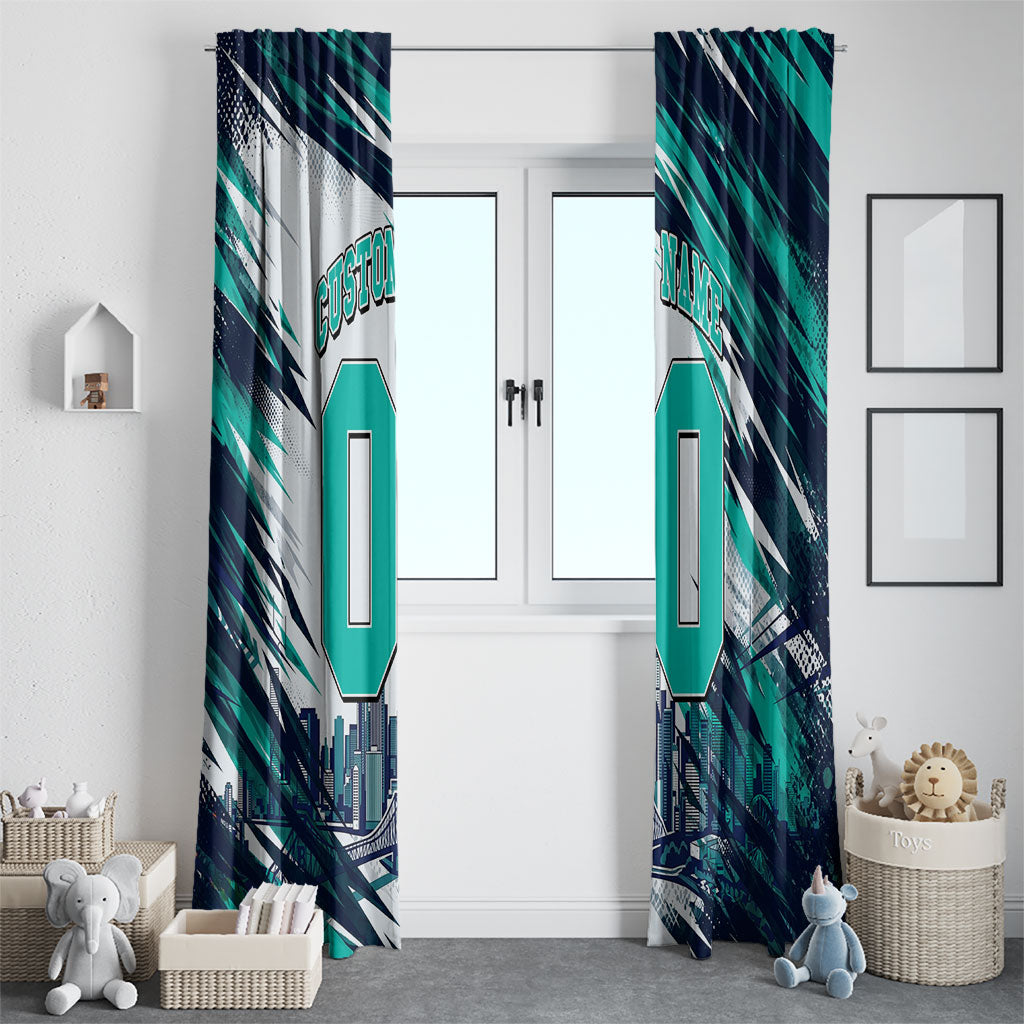 Personalised Brisbane Heat Cricket Fan Pride Window Curtain Dynamic Flaming Cricket Graphic Art With Brisbane Skyline