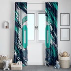 Personalised Brisbane Heat Cricket Fan Pride Window Curtain Dynamic Flaming Cricket Graphic Art With Brisbane Skyline