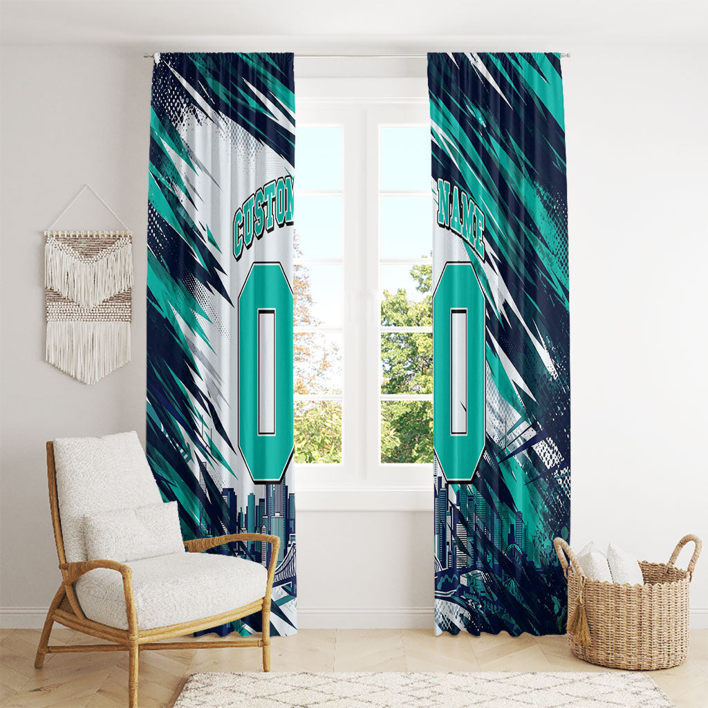 Personalised Brisbane Heat Cricket Fan Pride Window Curtain Dynamic Flaming Cricket Graphic Art With Brisbane Skyline