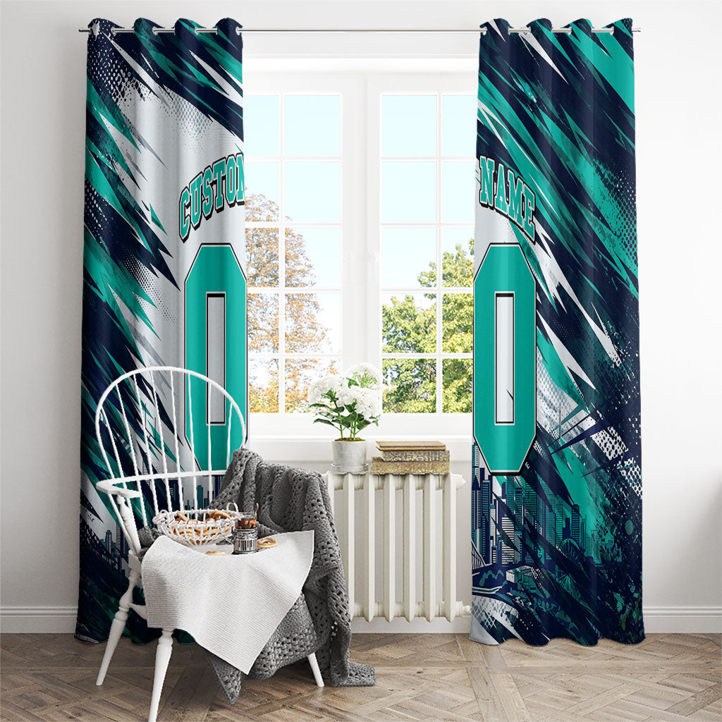 Personalised Brisbane Heat Cricket Fan Pride Window Curtain Dynamic Flaming Cricket Graphic Art With Brisbane Skyline