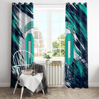 Personalised Brisbane Heat Cricket Fan Pride Window Curtain Dynamic Flaming Cricket Graphic Art With Brisbane Skyline
