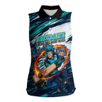 Personalised Brisbane Heat Cricket Fan Pride Women Sleeveless Polo Shirt Dynamic Flaming Cricket Graphic Art With Brisbane Skyline