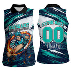 Personalised Brisbane Heat Cricket Fan Pride Women Sleeveless Polo Shirt Dynamic Flaming Cricket Graphic Art With Brisbane Skyline
