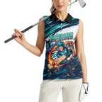 Personalised Brisbane Heat Cricket Fan Pride Women Sleeveless Polo Shirt Dynamic Flaming Cricket Graphic Art With Brisbane Skyline