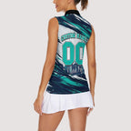Personalised Brisbane Heat Cricket Fan Pride Women Sleeveless Polo Shirt Dynamic Flaming Cricket Graphic Art With Brisbane Skyline