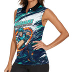 Personalised Brisbane Heat Cricket Fan Pride Women Sleeveless Polo Shirt Dynamic Flaming Cricket Graphic Art With Brisbane Skyline