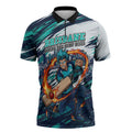 Personalised Brisbane Heat Cricket Fan Pride Zipper Polo Shirt Dynamic Flaming Cricket Graphic Art With Brisbane Skyline