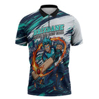 Personalised Brisbane Heat Cricket Fan Pride Zipper Polo Shirt Dynamic Flaming Cricket Graphic Art With Brisbane Skyline