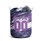 Personalised Hobart Hurricanes Cricket Fan Pride Laundry Basket Dynamic Swirling Storm Cricket Graphic Art With Hobart Skyline