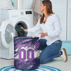 Personalised Hobart Hurricanes Cricket Fan Pride Laundry Basket Dynamic Swirling Storm Cricket Graphic Art With Hobart Skyline