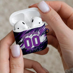 Personalised Hobart Hurricanes Cricket Fan Pride AirPods Case Dynamic Swirling Storm Cricket Graphic Art With Hobart Skyline