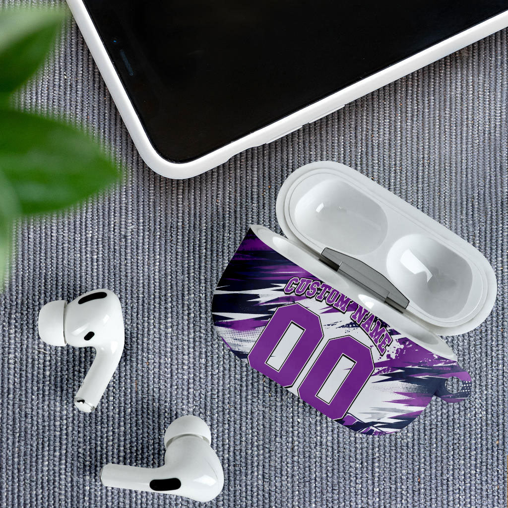 Personalised Hobart Hurricanes Cricket Fan Pride AirPods Case Dynamic Swirling Storm Cricket Graphic Art With Hobart Skyline