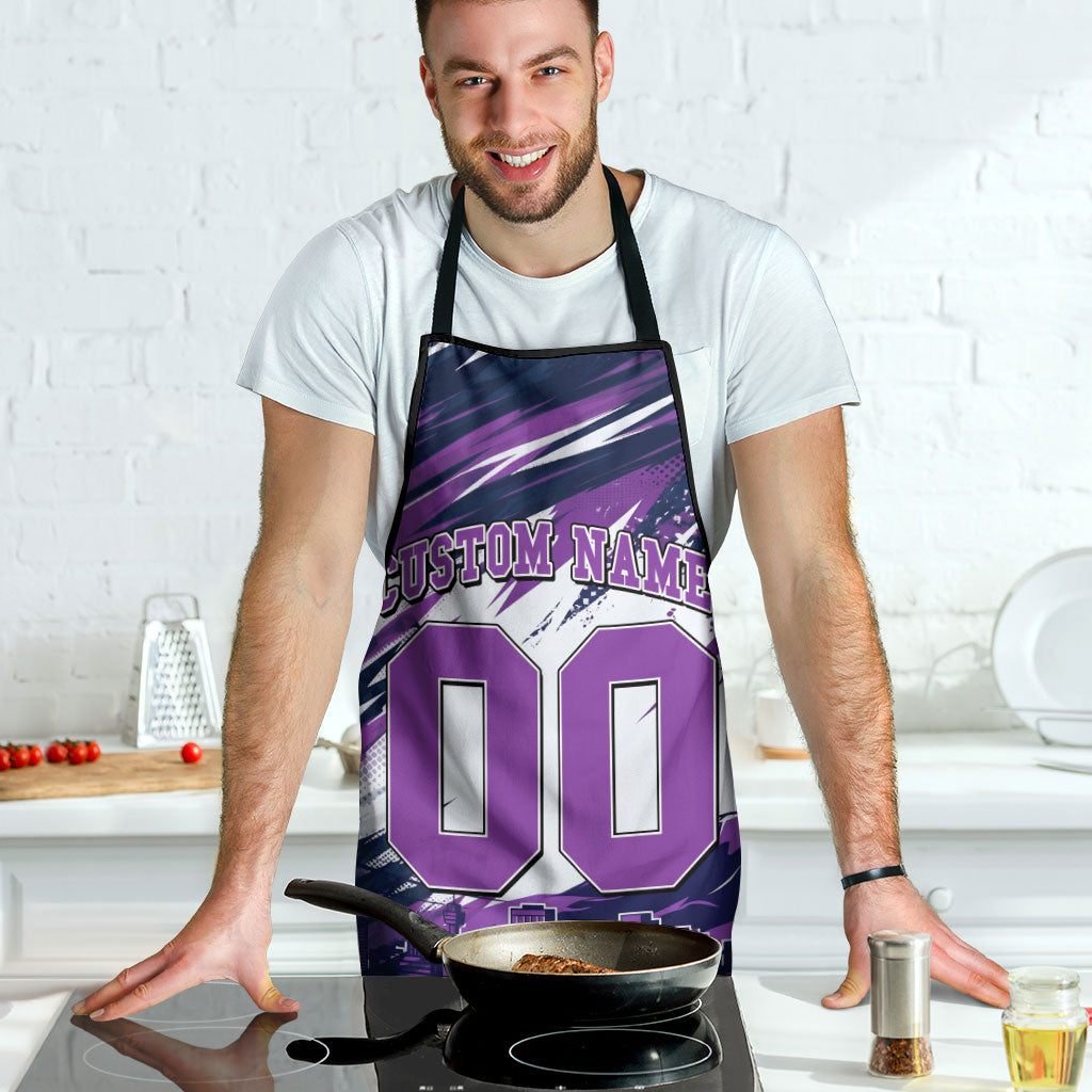 Personalised Hobart Hurricanes Cricket Fan Pride Apron Dynamic Swirling Storm Cricket Graphic Art With Hobart Skyline