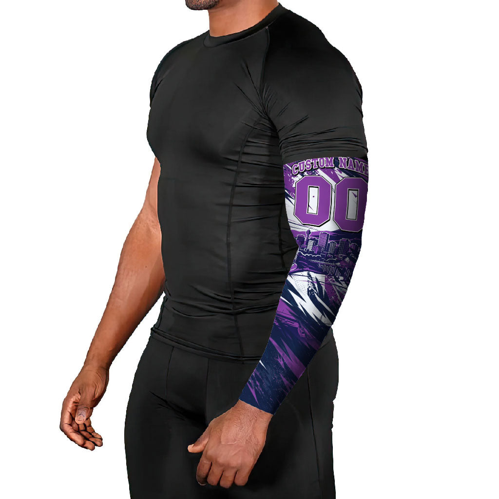 Personalised Hobart Hurricanes Cricket Fan Pride Arm Sleeves Dynamic Swirling Storm Cricket Graphic Art With Hobart Skyline
