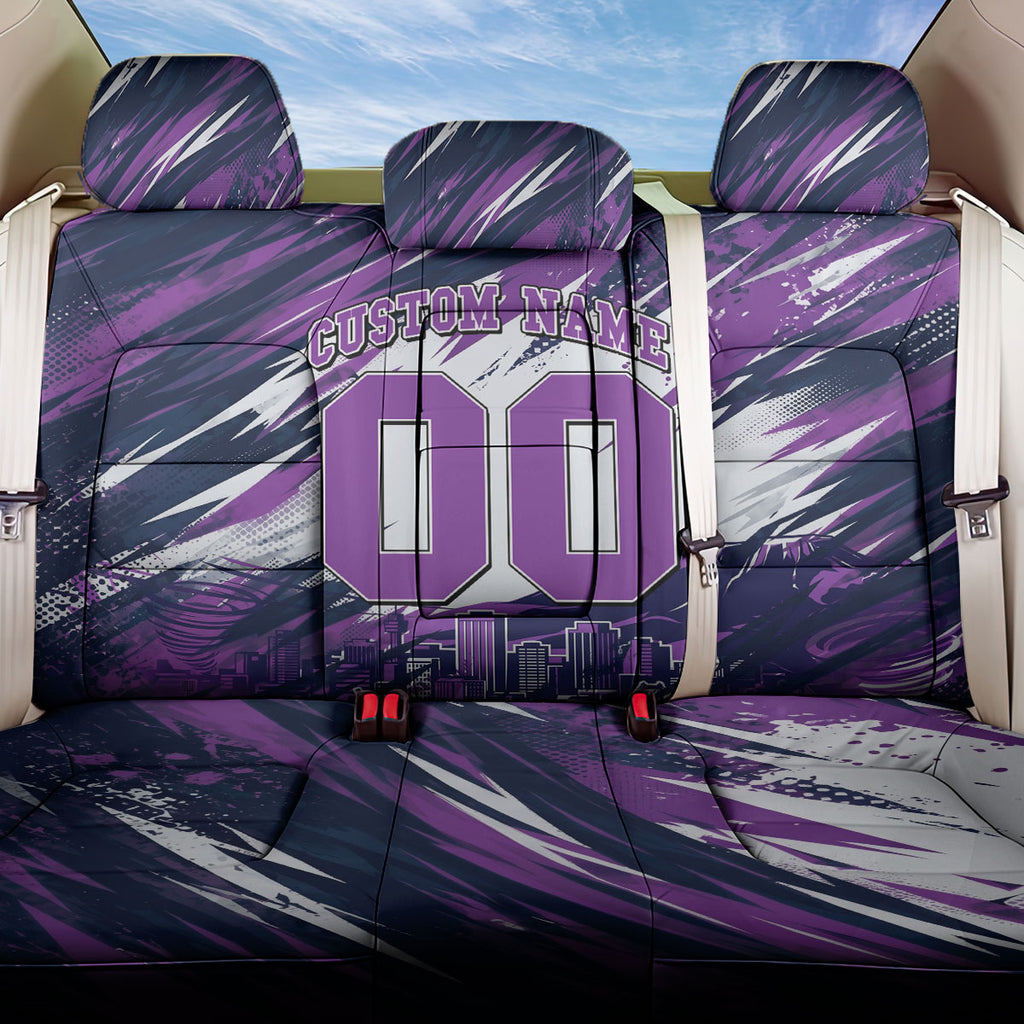 Personalised Hobart Hurricanes Cricket Fan Pride Back Car Seat Cover Dynamic Swirling Storm Cricket Graphic Art With Hobart Skyline