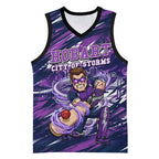 Personalised Hobart Hurricanes Cricket Fan Pride Basketball Jersey Dynamic Swirling Storm Cricket Graphic Art With Hobart Skyline