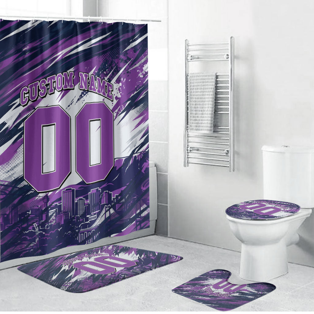 Personalised Hobart Hurricanes Cricket Fan Pride Bathroom Set Dynamic Swirling Storm Cricket Graphic Art With Hobart Skyline