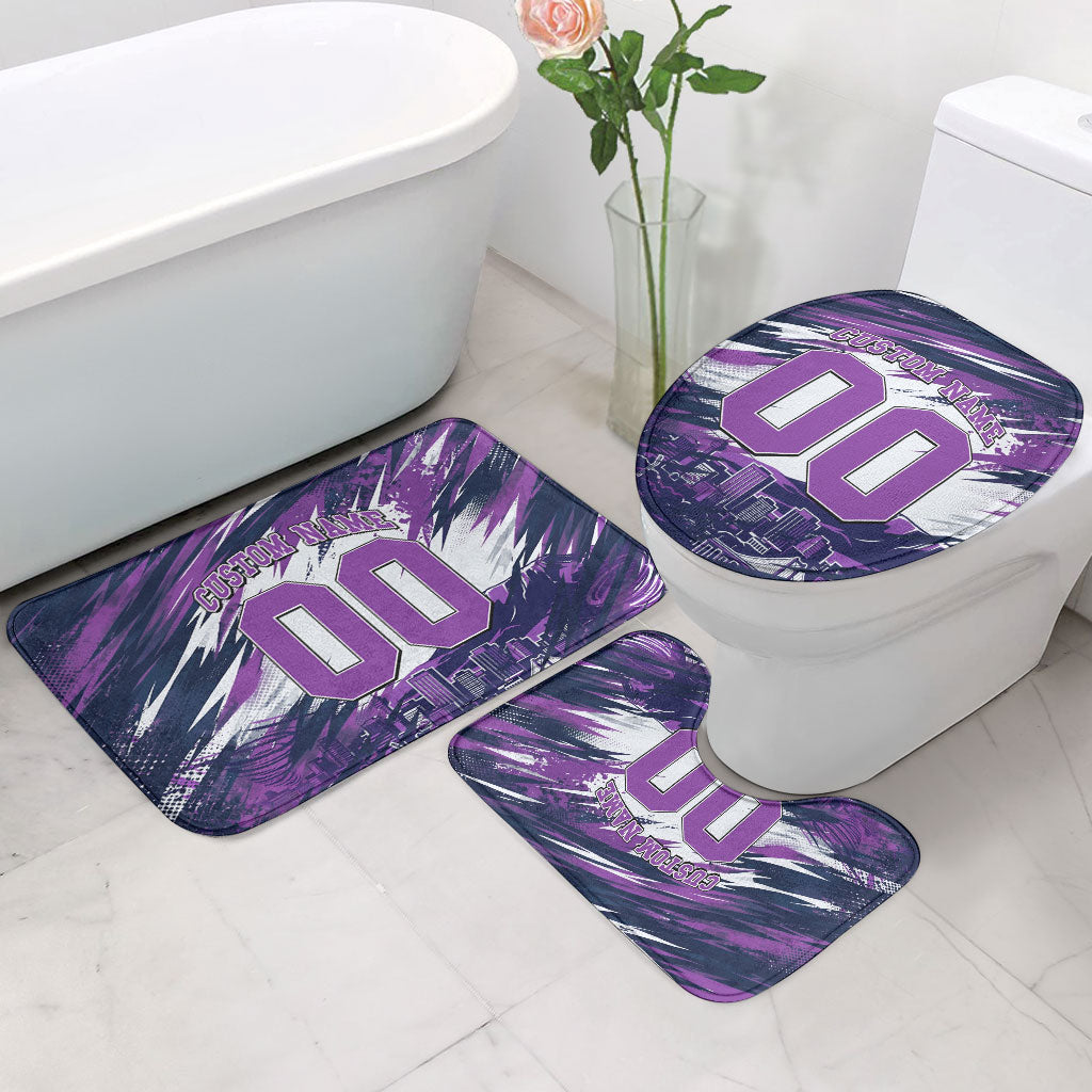 Personalised Hobart Hurricanes Cricket Fan Pride Bathroom Set Dynamic Swirling Storm Cricket Graphic Art With Hobart Skyline