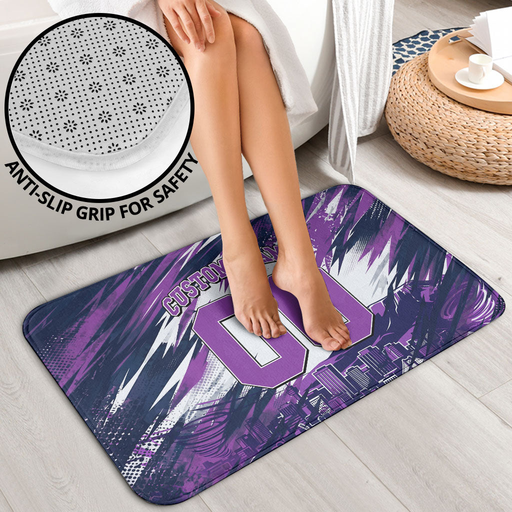Personalised Hobart Hurricanes Cricket Fan Pride Bathroom Set Dynamic Swirling Storm Cricket Graphic Art With Hobart Skyline