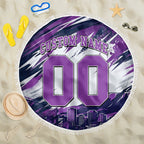 Personalised Hobart Hurricanes Cricket Fan Pride Beach Blanket Dynamic Swirling Storm Cricket Graphic Art With Hobart Skyline