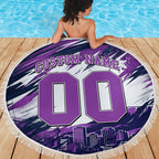 Personalised Hobart Hurricanes Cricket Fan Pride Beach Blanket Dynamic Swirling Storm Cricket Graphic Art With Hobart Skyline