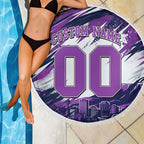 Personalised Hobart Hurricanes Cricket Fan Pride Beach Blanket Dynamic Swirling Storm Cricket Graphic Art With Hobart Skyline