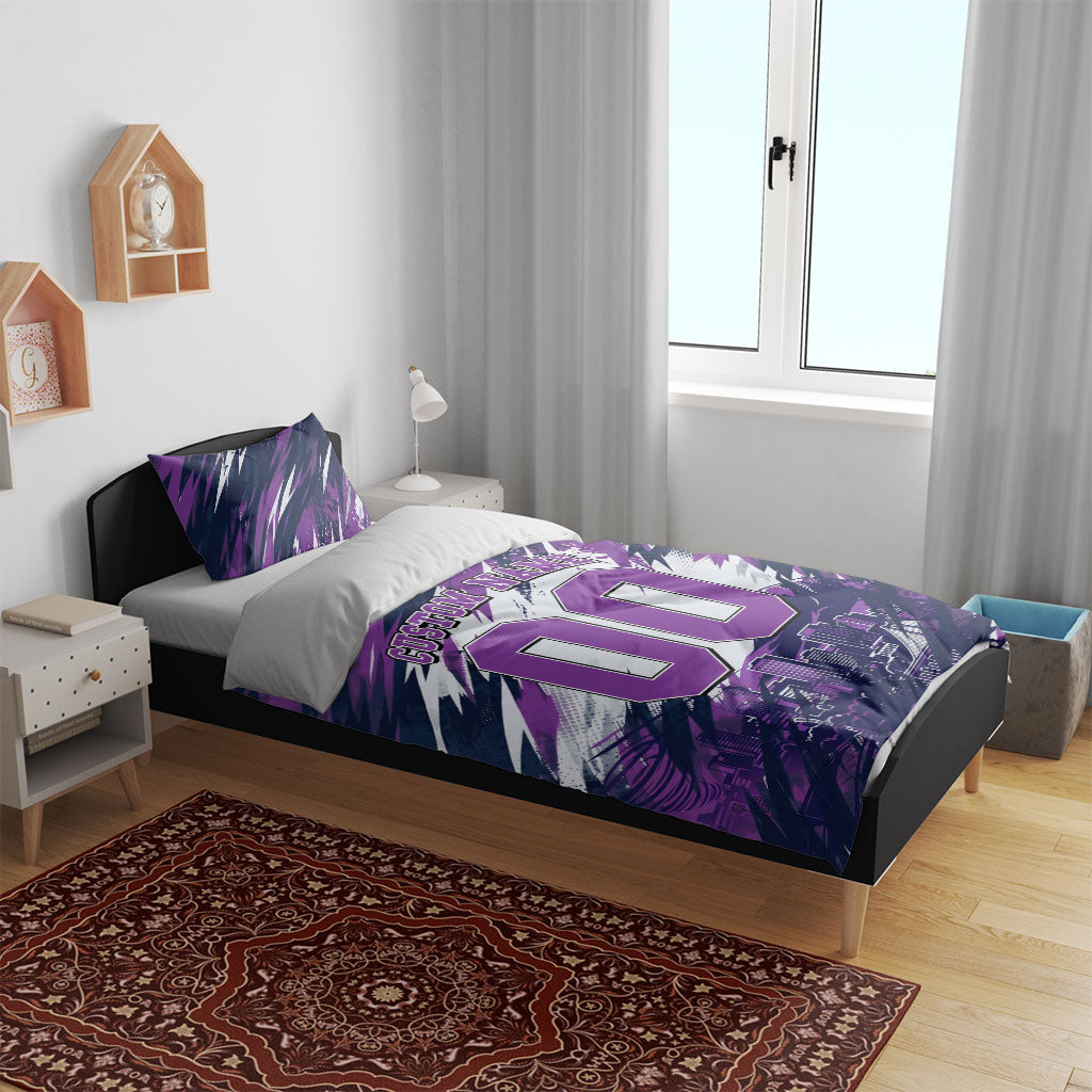 Personalised Hobart Hurricanes Cricket Fan Pride Bedding Set Dynamic Swirling Storm Cricket Graphic Art With Hobart Skyline
