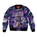 Personalised Hobart Hurricanes Cricket Fan Pride Bomber Jacket Dynamic Swirling Storm Cricket Graphic Art With Hobart Skyline