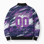 Personalised Hobart Hurricanes Cricket Fan Pride Bomber Puffer Jacket Dynamic Swirling Storm Cricket Graphic Art With Hobart Skyline