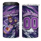 Personalised Hobart Hurricanes Cricket Fan Pride 4 in 1 Can Cooler Tumbler Dynamic Swirling Storm Cricket Graphic Art With Hobart Skyline