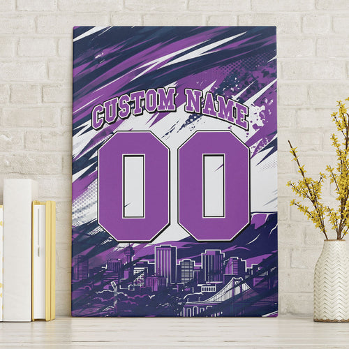 Personalised Hobart Hurricanes Cricket Fan Pride Canvas Wall Art Dynamic Swirling Storm Cricket Graphic Art With Hobart Skyline