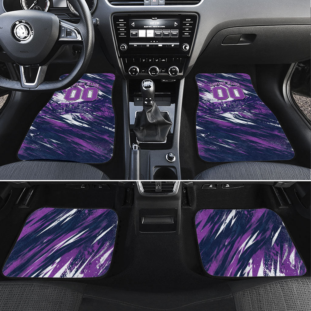 Personalised Hobart Hurricanes Cricket Fan Pride Car Mats Dynamic Swirling Storm Cricket Graphic Art With Hobart Skyline