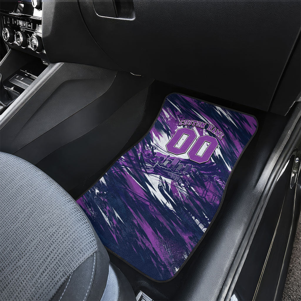 Personalised Hobart Hurricanes Cricket Fan Pride Car Mats Dynamic Swirling Storm Cricket Graphic Art With Hobart Skyline