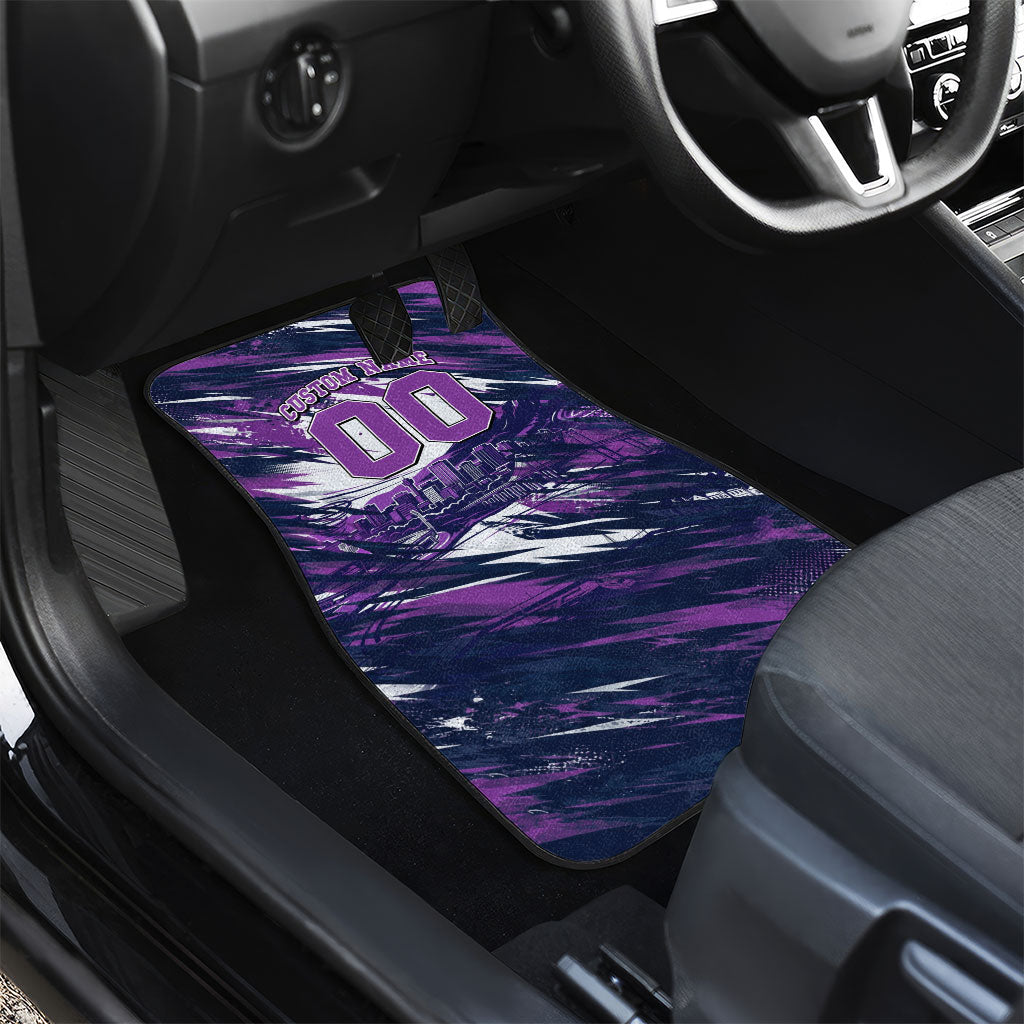 Personalised Hobart Hurricanes Cricket Fan Pride Car Mats Dynamic Swirling Storm Cricket Graphic Art With Hobart Skyline