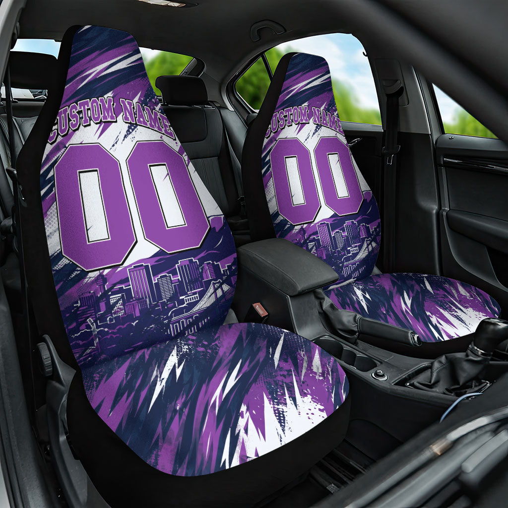 Personalised Hobart Hurricanes Cricket Fan Pride Car Seat Cover Dynamic Swirling Storm Cricket Graphic Art With Hobart Skyline